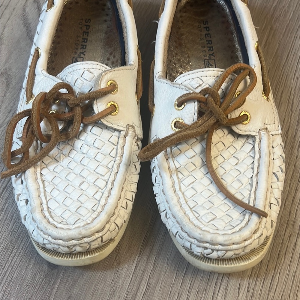 Sperry White Woven Boat Shoes - Picture 3 of 7